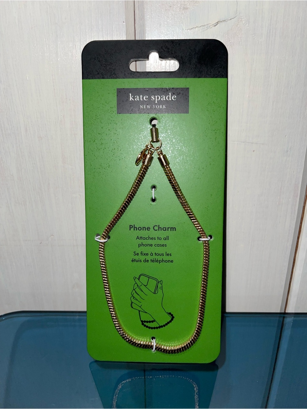 Kate Spade ♠️ New York Phone Charm Gold Chain Accessory Fits All Phone Cases NWT